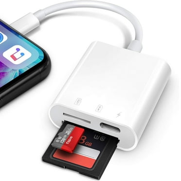 SD Card Reader for iPhone 16/15, Samsung Galaxy, MacBook, iPad Pro, Trail Game Camera, USB C TF SD Memory Card with Charging Port 3-in-1 Adapter, Plug and Play