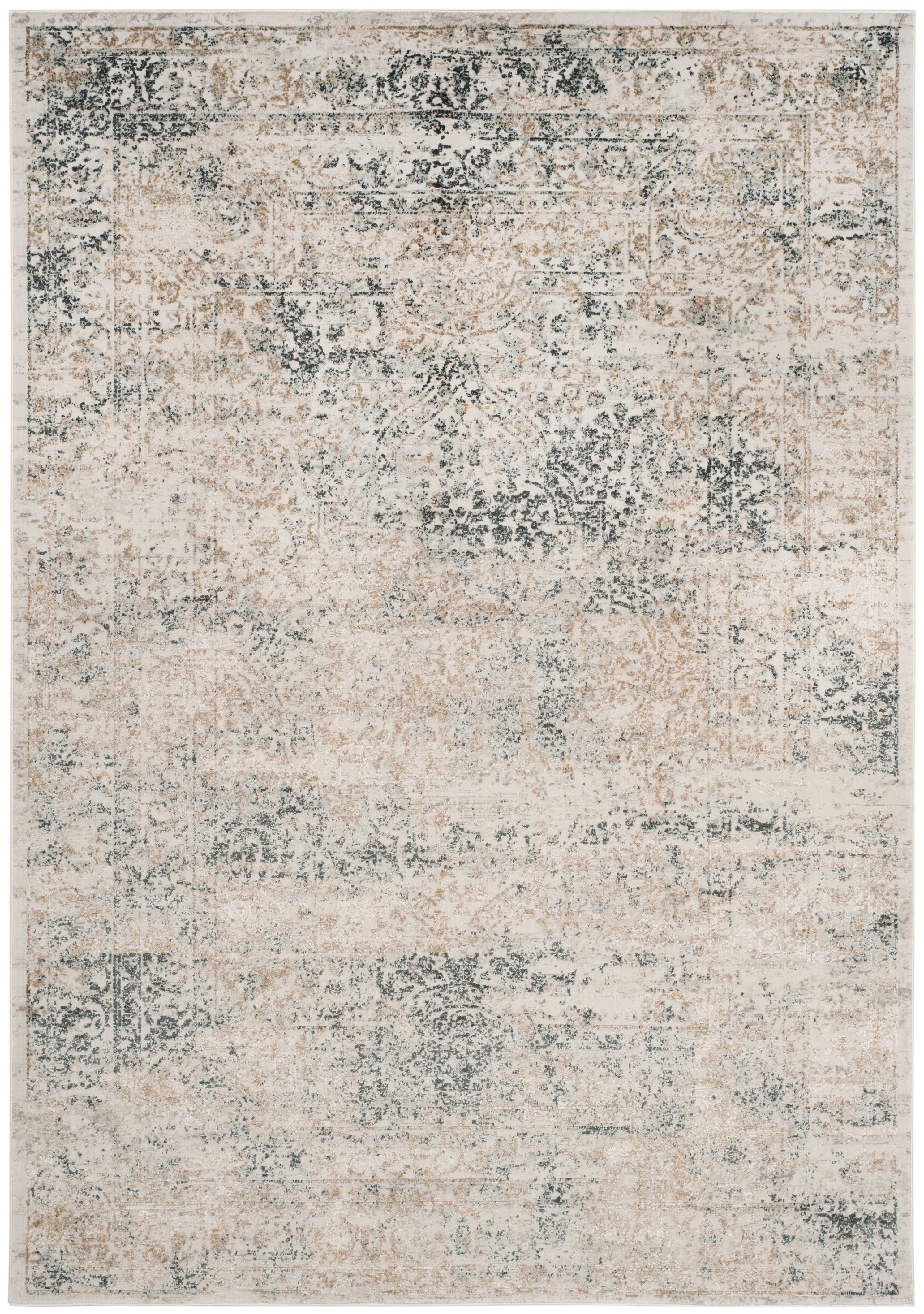 SAFAVIEH Princeton Tennyson Overdyed Floral Area Rug, Silver/Anthracite, 5'1" x 7'6"