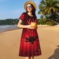 thumbnail image 4 of Balery Black Spider Web With Spiders Vestidos sueltos de manga corta para mujer, vestidos de verano 2025, vestidos casuales de corte A con vuelo., 4 of 6
