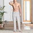thumbnail image 5 of Uemuo Cute Rabbit Pattern Men's Wide Leg Palazzo Lounge Pants with Pockets Light Weight Loose Comfy Casual Pajama Pants-Large, 5 of 9