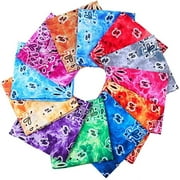 6-12 Classic Double Sided Tie Dye Paisley Print Bandana 100% COTTON Handkerchief Head Wrap 22x 22 (Assorted Colors)