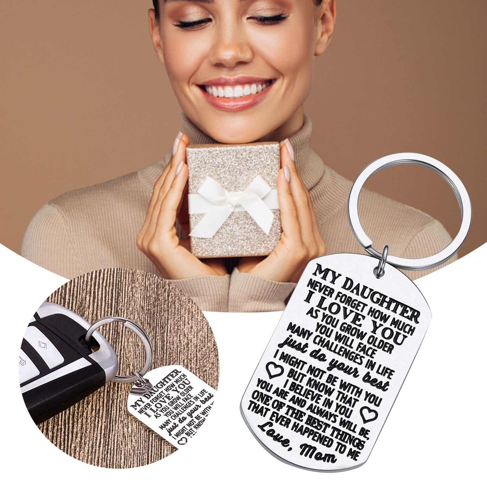 Key Chain Rings Gifts for Daughter From Mom Dad Father
