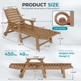 thumbnail image 4 of Wood Look HDPE Outdoor Chaise Lounge Chair, Rolling Pool Lounger, Aqua, 4 of 7