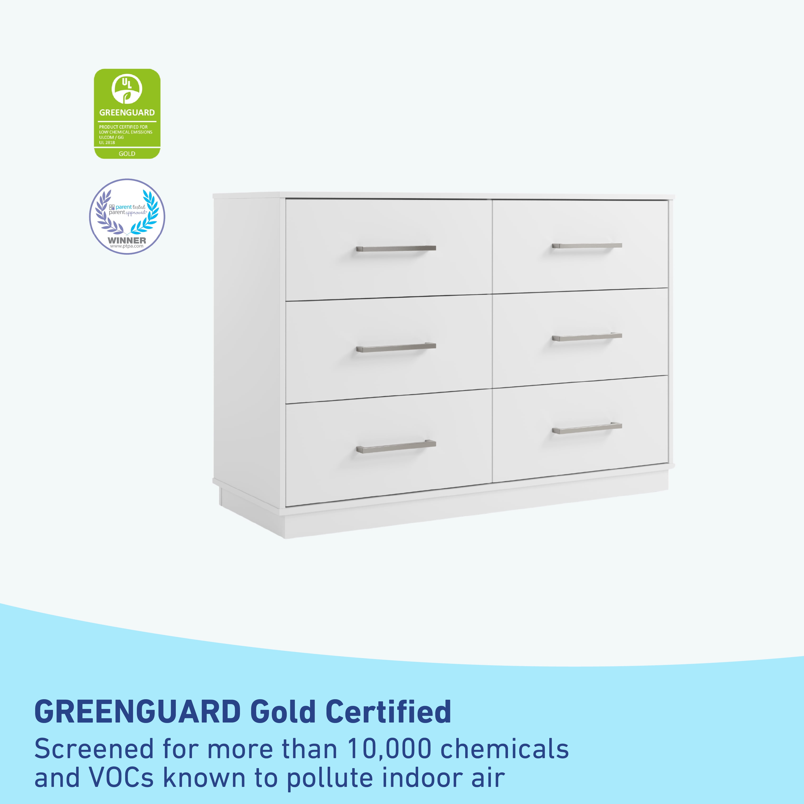 Graco Essentials 6 Drawer Nursery Double Dresser, White