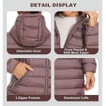 thumbnail image 6 of Women's Packable Puffer Coat - Lightweight Puffer Coat Hooded Long Puffer Coat Winter Warm Puffer Jacket with Metal Zipper (Coffee, XXL), 6 of 8
