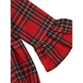thumbnail image 4 of Qiylii Infant Sister Matching Christmas Costume Lace Long FLared Sleeve Plaid Jumpsuit/Dress, 4 of 6