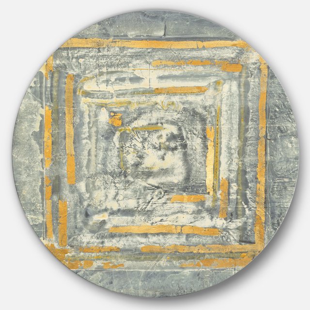 Designart 'Gold Glam on Grey Tapestry II' Art Mural en Métal Cercle - Disque de 36