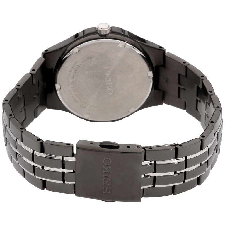 Seiko Men's SNE125 Dress Black Dial Two Tone Black IP Stainless