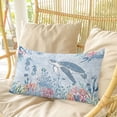 thumbnail image 4 of Blue Coastal Turtle Pillow Covers, Linen Long Throw Pillow Case, Beach Nautical Ocean Coral Seahorse Holiday Pillow Protector Decorative Cushion Cover for Living Room/Bedroom 20" x 30", 4 of 8