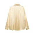 thumbnail image 5 of HH TRAF 2024 Blusa informal elegante con solapa lisa y textura de cuentas para mujer, blusa holgada de manga larga con un solo pecho para mujer, 5 of 5