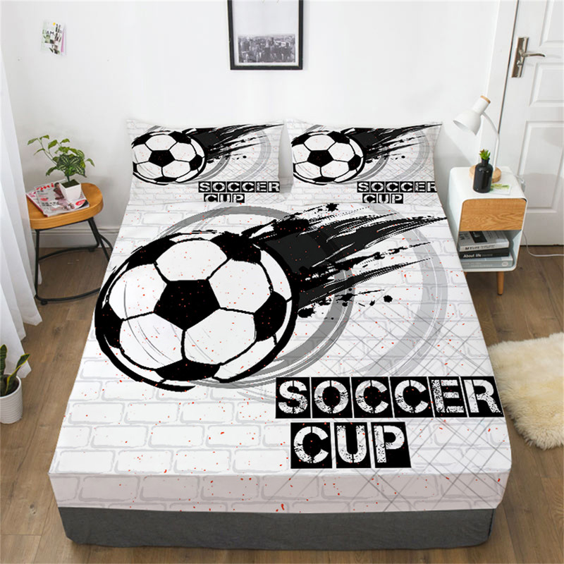3D Sport Bedding Set Fitted Sheet Set Room Bedclothes Soccer Bedsheet