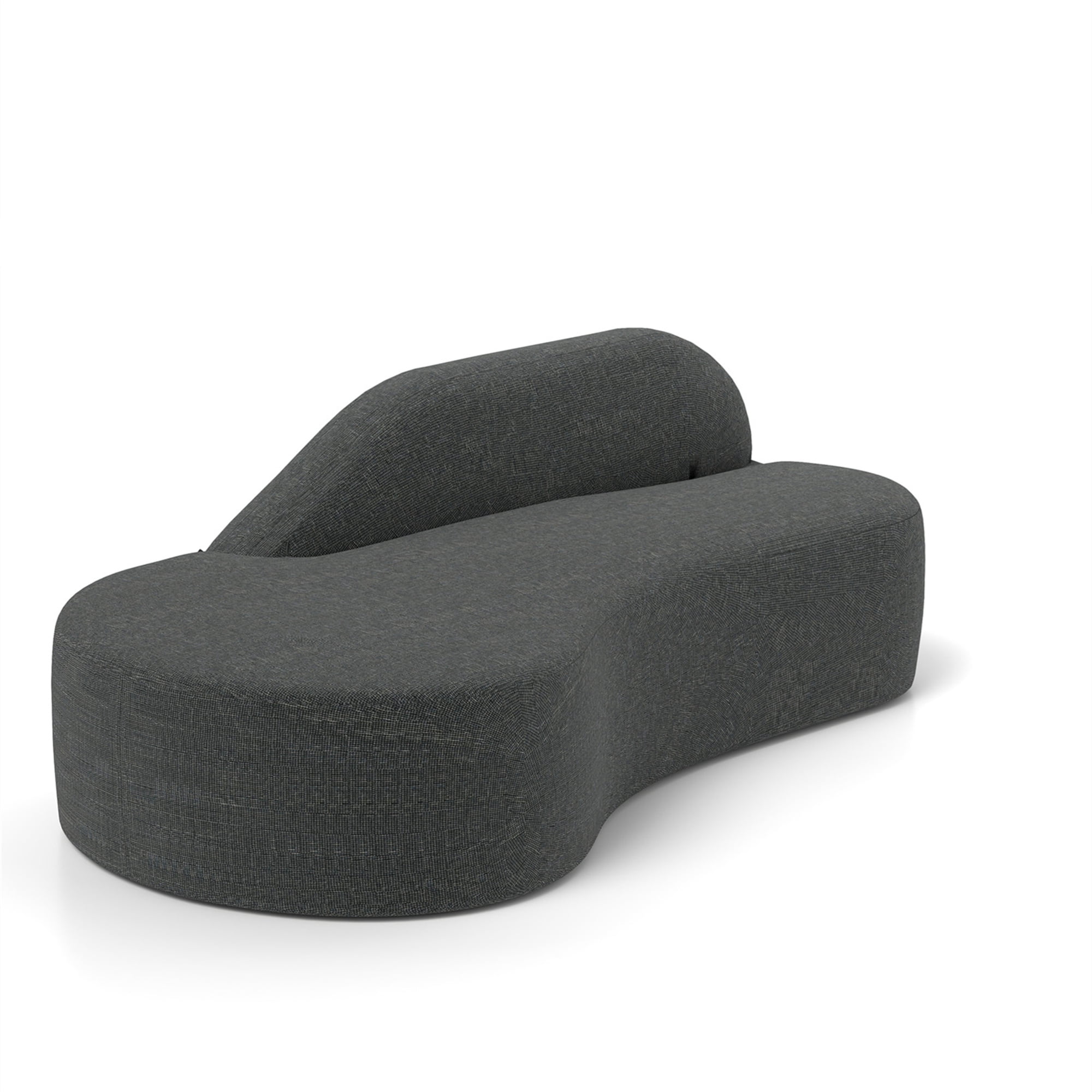 Jinyeda 91 " Curved Chaise Couch Memory Foam Sofa for Home Office, Installation Free, Velvet, Gray