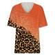 thumbnail image 5 of ICHUANYI Clearance Women Fashion Summer Sexy Fold Printed Regular Women Short Sleeves V Neck Button Top(Orange, S) ICHUANYI WER2023081113648, 5 of 5