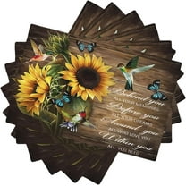 Sunflower Place Mats Set of 6 Vintage Floral The Bird Butterfly Farmhouse Wooden Board Flower Plants Decor Table Placemats for Living Room Kitchen Party Holiday Dinner Home Decorate