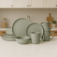 thumbnail image 2 of 12-Piece Matte Green Dinnerware Set,Stoneware Dinnerware for 3, Microwave & Dishwasher Safe, Stackable Design for Kitchen and Dining - Plates,Bowls and Mugs, 2 of 11