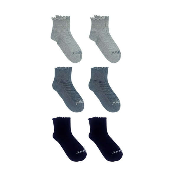 Sugar Women's Ruffle Capri Socks, 6-Pack, Size 4-10