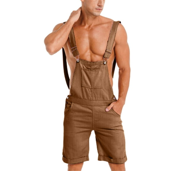 Gym Shorts Men Plus Pocket Jeans Overall Jumpsuit Streetwear Overall Suspender Walkshorts Cargo Bermuda Brown Swim Pants Sizes XL