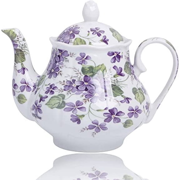 Palais Essentials 6 - Cup Violets Flower Ceramic Large Capacity Coffee Teapot