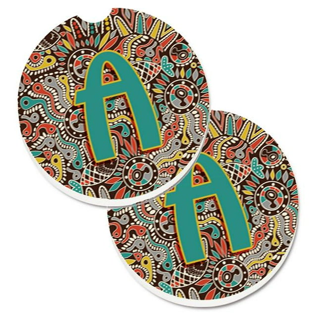 Lettre d'Un Ensemble Initial d'Alphabet Tribal Rétro de 2 Cup Holder Voiture Coaster