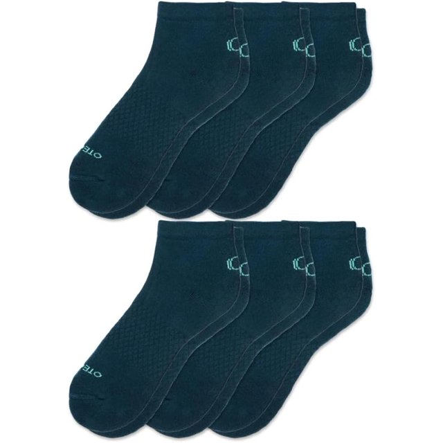 OTECKA Unisex Basic Quarter Socks with Moisture-Wicking - Cushion Comfort Quarter Socks, Blue - 6 Packs, Small-Medium