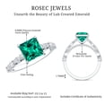 thumbnail image 5 of Rosec Jewels Certified Lab Grown Emerald Princess Cut Engagement Ring - Emerald Moissanite Ring (2.4 Carat, AAAA Quality), 925 Sterling Silver, US 4.00, 5 of 6