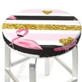 thumbnail image 3 of Disketp Gold Glittering Hearts and Flamingos Funda Redonda para Taburete, Funda de Cojín para Silla de Bar Suave y Elástica-12 inch, 3 of 7
