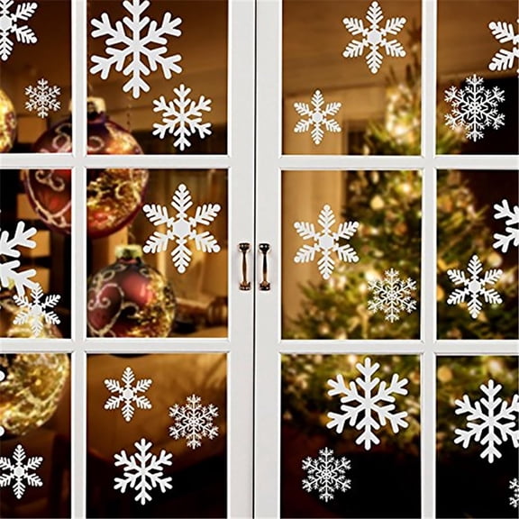 6 Sheets White Snowflake Window Clings Christmas Snowflake Window Decals Winter Snowflake Window Stickers Xmas Snowflake Window Decorations for Home Bedroom Office Living Room Glass Windows Decor