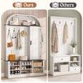 thumbnail image 6 of Arched Hall Tree with Shoe Storage & Mirror, 6-in-1 Entryway Bench with Coat Rack Hooks & Cabinet, Tall Mudroom Organizer Coat Stand for Entryway, Hallway, Living Room, Wash White, 6 of 10