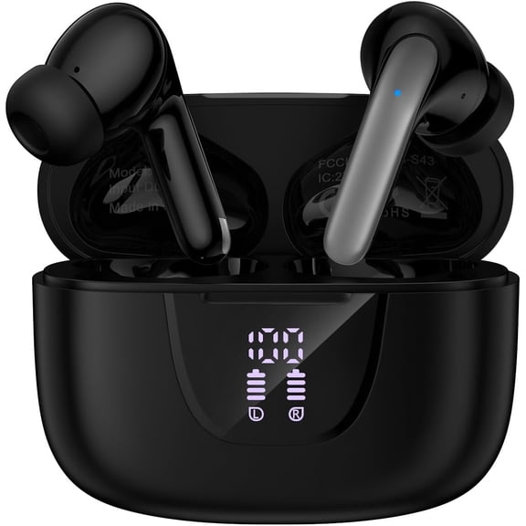 Wireless Earbuds for Samsung Galaxy S25 S24 Ultra, Bluetooth 5.3 Headphones Bass Stereo Noise Canceling Ear Buds with Mic LED Display, IPX7 Waterproof in Ear Earphones for Phone Laptop Sports Workout