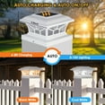 thumbnail image 3 of Solar Lights for Fence Post Cap Outdoor Deck Waterproof 2 Pack for 4x4/5x5/6x6 Wooden/Vinyl Posts Two Light Modes LED Warm/Cool White Decor for Garden Patio (White, 2), 3 of 8