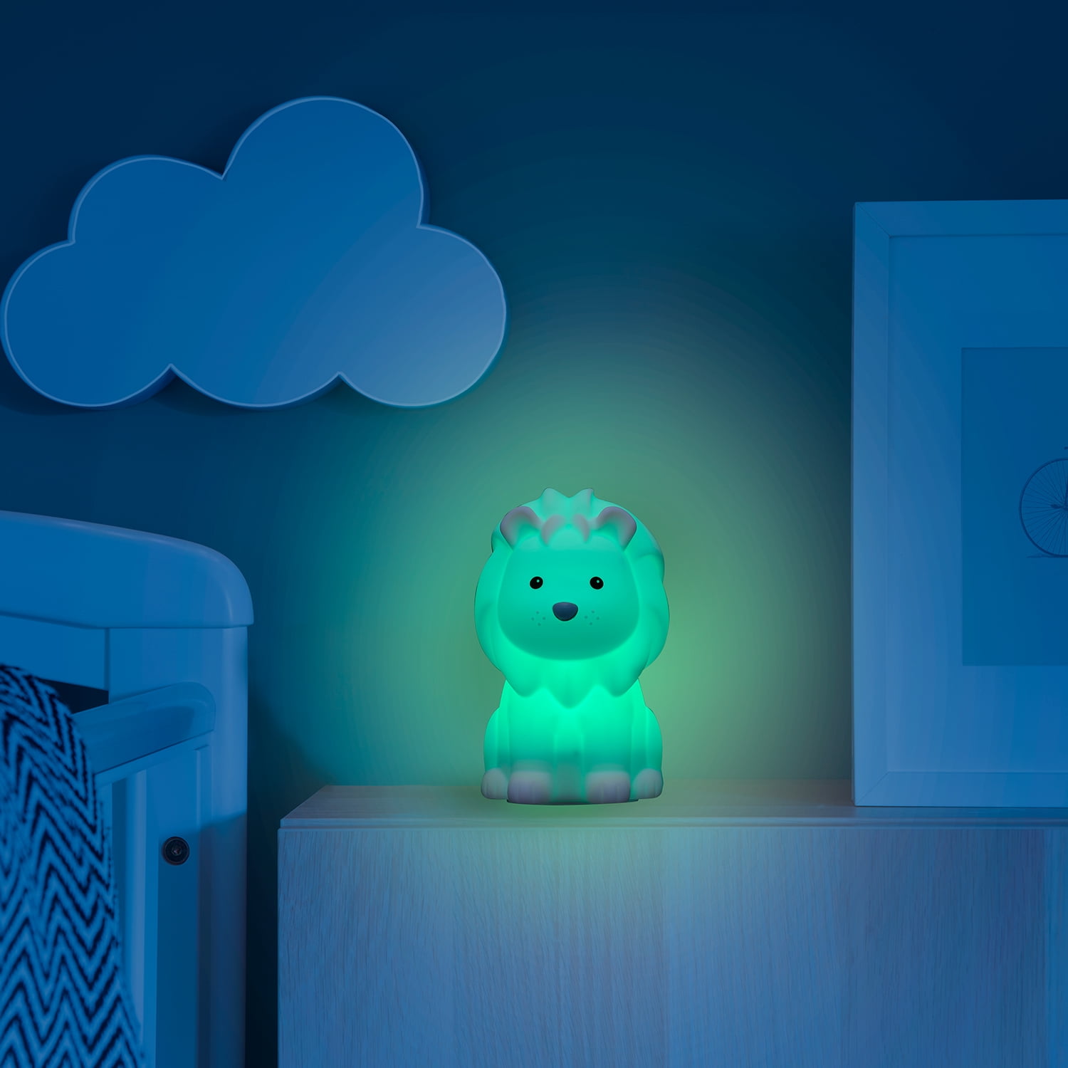 Globe Electric Lion 6" Color Changing LED Rechargeable Silicone Night Light Lamp, 91004703