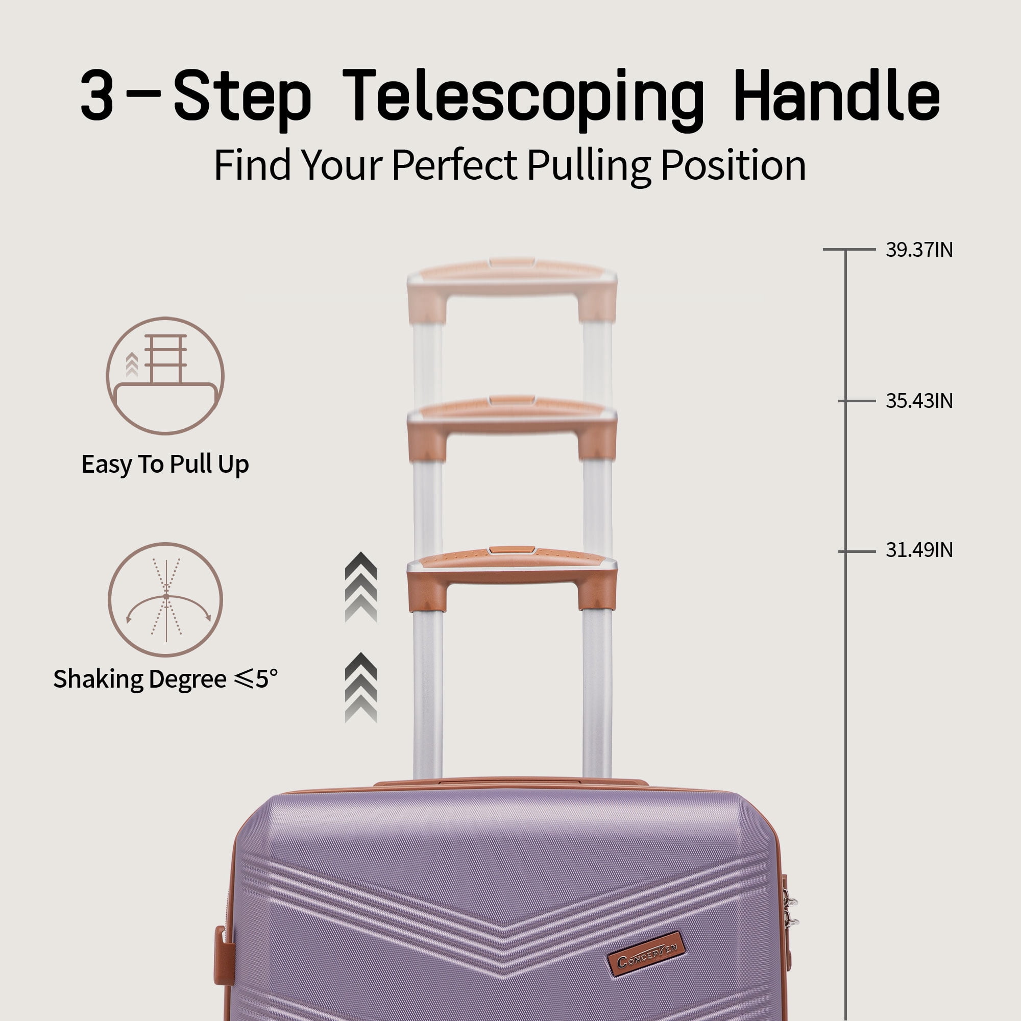 CONCEPZEN 5-Piece Expandable Hardshell Luggage Set with Spinner Wheels TSA Approved Carry On 20-Inch & Checked 24/28-Inch Lightweight Suitcases Suitable for Business and Family Travel