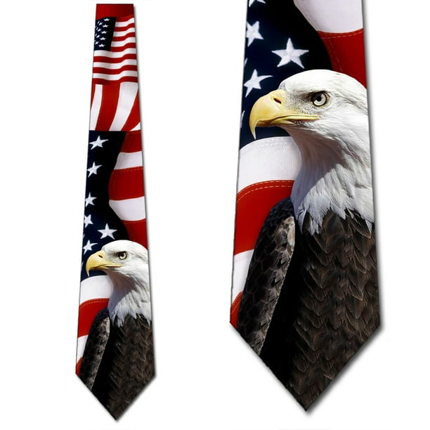 Three Rooker Flag Ties Mens Patriotic Eagle Necktie by Three Rooker