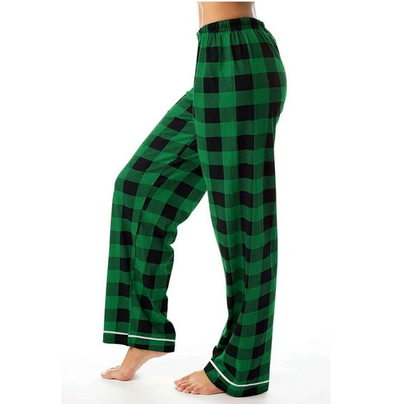Ladies Casual Pants Ladies Fashion Casual Plaid Loose Sport Plaid Pajama Pants Plaid Pajamas Baggy Pants Women Green S
