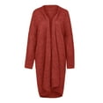 thumbnail image 4 of Lovskoo 2024 Long Cardigans for Women Trendy Long Sleeve Solid Color Coarse Knit Loose Oversized Sweater Cardigan Red, 4 of 9