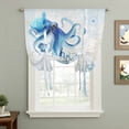 thumbnail image 2 of Blue Octopus Coastal Tie Up Curtains for Windows, Adjustable Balloon Window Shades, Coral Summer Beach Nautical Ocean Blue Kitchen Window Treatments Farmhouse Short Curtains with Rod Pocket 42"x45", 2 of 8
