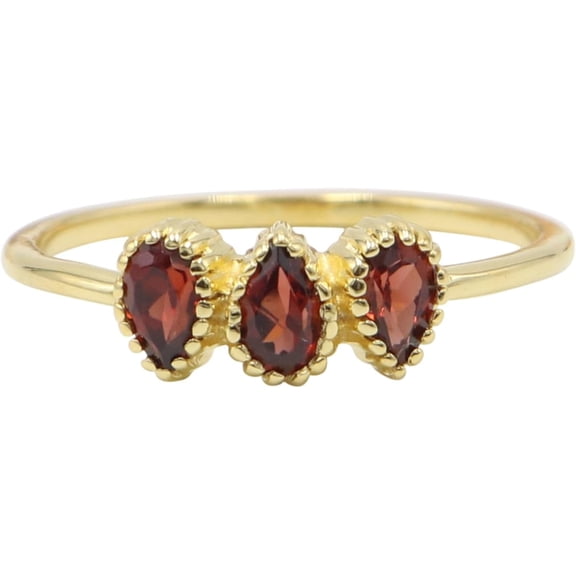 Earth Gems Jewelry Garnet Ring Gold Plated 925 Sterling Silver Gemstone Stacking Ring for Women