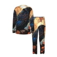 thumbnail image 3 of 2 Pack Men's Pajamas Set Sleepwear Loungewear Pjs Sets with Pockets, Crow And Flowers Raven Moon Art, 3 of 6