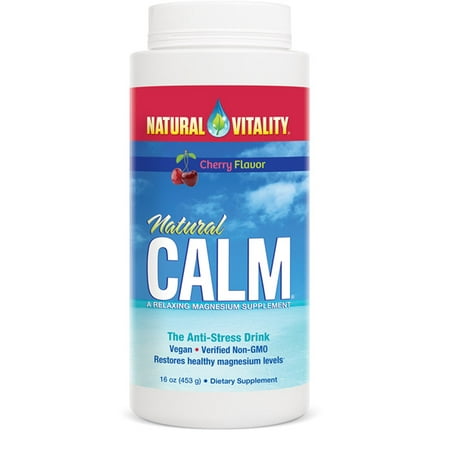 16 Inch Magnesium - Natural Vitality Calm, Magnesium Powder, Cherry, 16oz