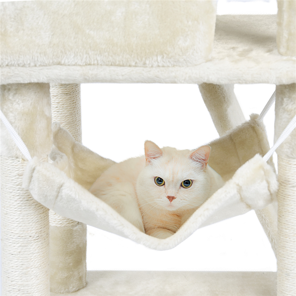 Easyfashion Cat Tree & Condo Scratching Post Tower, Beige, 52.2" - image 8 of 12
