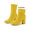 thumbnail image 6 of BLISSFUL STEP Women's Boots Faux Suede Rounded Toe Block Heel Foldable Ankle Boots Yellow 7.5, 6 of 7