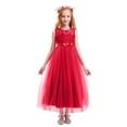 thumbnail image 4 of IBTOM CASTLE Big Girl Flower Lace Princess Tulle Long Dress for Kids Prom Formal Pageant Dance Gown 12-13 Years Red, 4 of 8