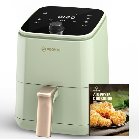 MOOSOO Mini Friteuse à Air Chaud 2Qt, Cuisinière à Air Compacte 8-en-1, Écran Tactile Numérique, Commande par Bouton, Vert