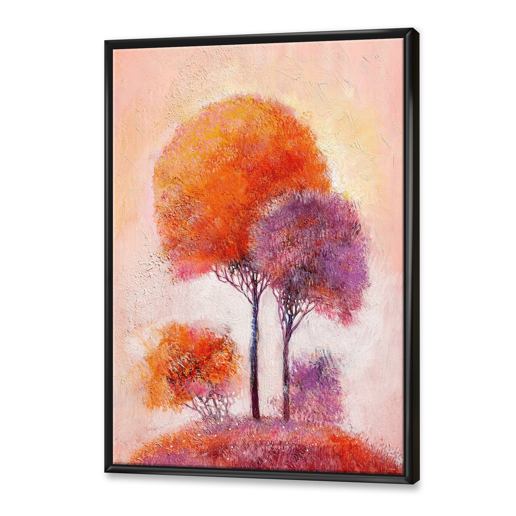 Designart 'Colourful Trees Abtract Impression I' Traditional Framed Canvas Wall Art Print