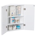 thumbnail image 2 of Eclife 2 Doors Corner Medicine Cabinet with Mirror Wall Mounted Bathroom Organizer, White, 2 of 7