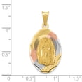 thumbnail image 3 of 14K Two-Tone Gold Charm Pendant & Rhodium Polished Diamond-Cut Lady Of Guadalupe Oval, 3 of 4