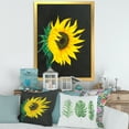 thumbnail image 3 of Designart 'Yellow Sunflower On Black' Traditional Framed Art Print, 3 of 4