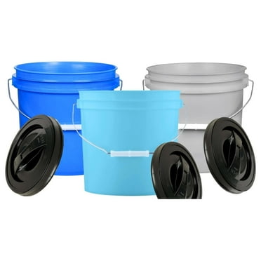 LoWyiL 2 Gallon Food Grade Plastic Bucket with Screw on lid- 3 Colors- Made in USA containers- Pack of 3