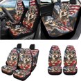 thumbnail image 2 of Uorisanigo Car Seat Covers Full Set American Flag Wolf Flower Steering Wheel Covers Pack of 18 Universal Arm Rest Cover,Shoulder Strap Protector,Hand Brake Gear Shift Cover,Coasters,Keychain, 2 of 7