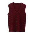 thumbnail image 1 of Men's Sweater Vest Male Autumn Winter Buckle V Neck Pure Color Wool Collarless Shirt Body Type Non Hooded Pocket Design, 1 of 6